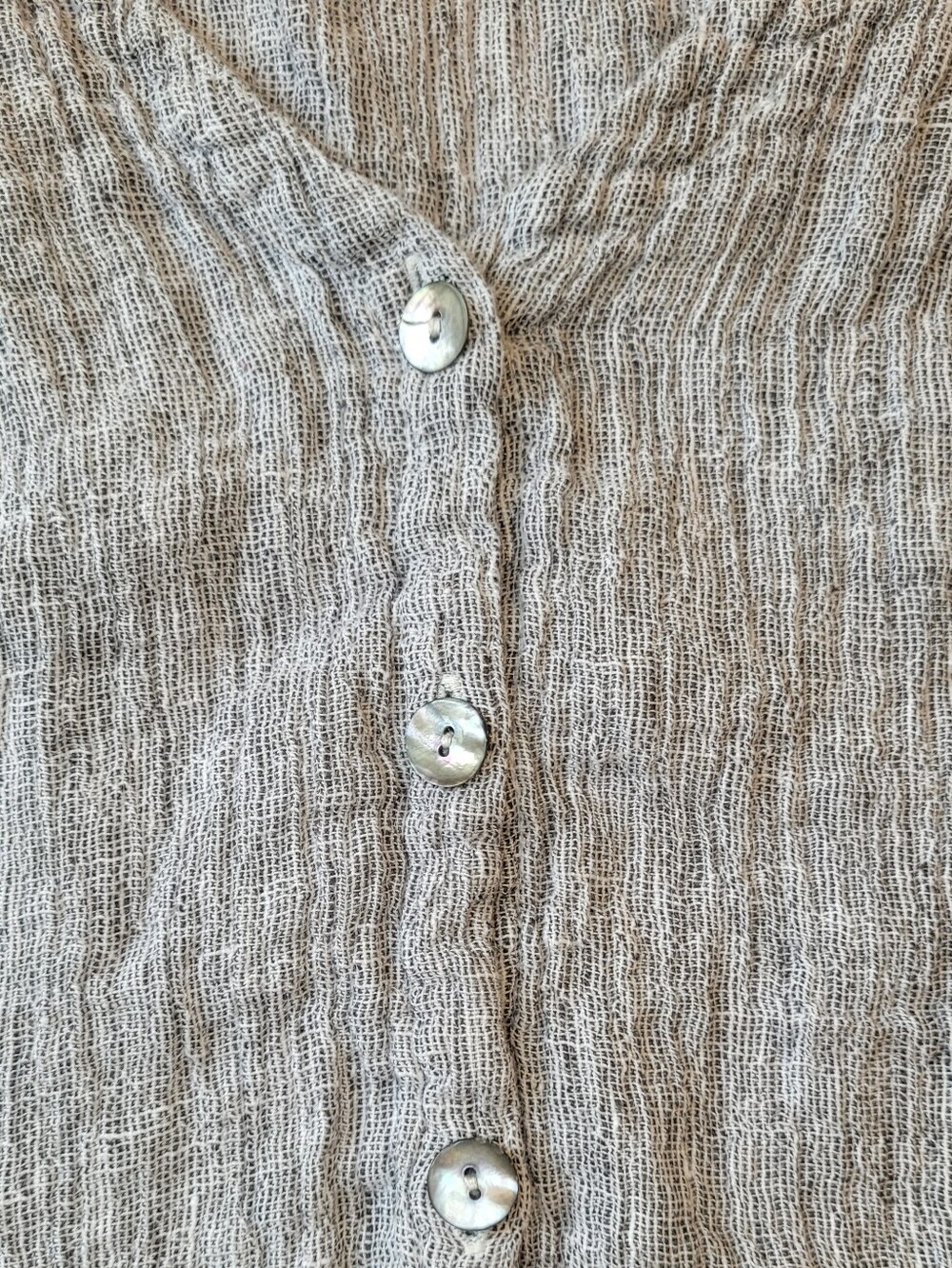 Tahari 100% Linen V-Neck Button Front Crop Vest Top Grey White XS - Picture 4 of 11